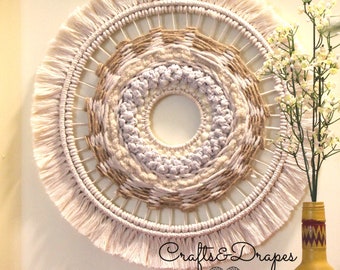 Macra weave | Circular Wall Art | Woven Wall Art |  Mid Century Modern| Fiber Art | Circle Weaving | Woven Mandala