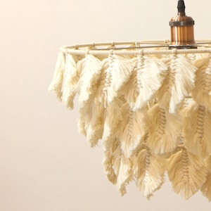 Macrame Feather Lampshade: Boho Chandelier, Nursery Pendant Light