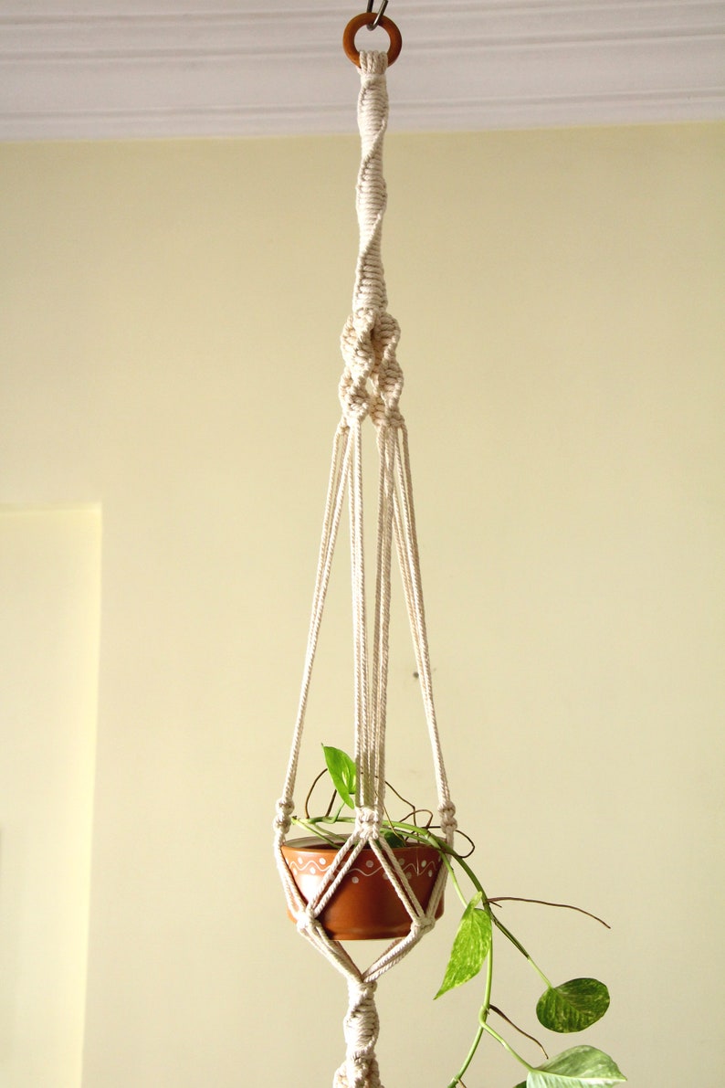 Macrame Plant Hanger Double Planter Boho Hanging Macrame Hanging Pot Holder 70 Long image 5