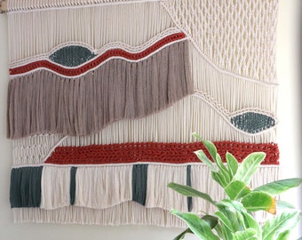 Tapiz de pared de macramé extragrande: decoración bohemia tejida