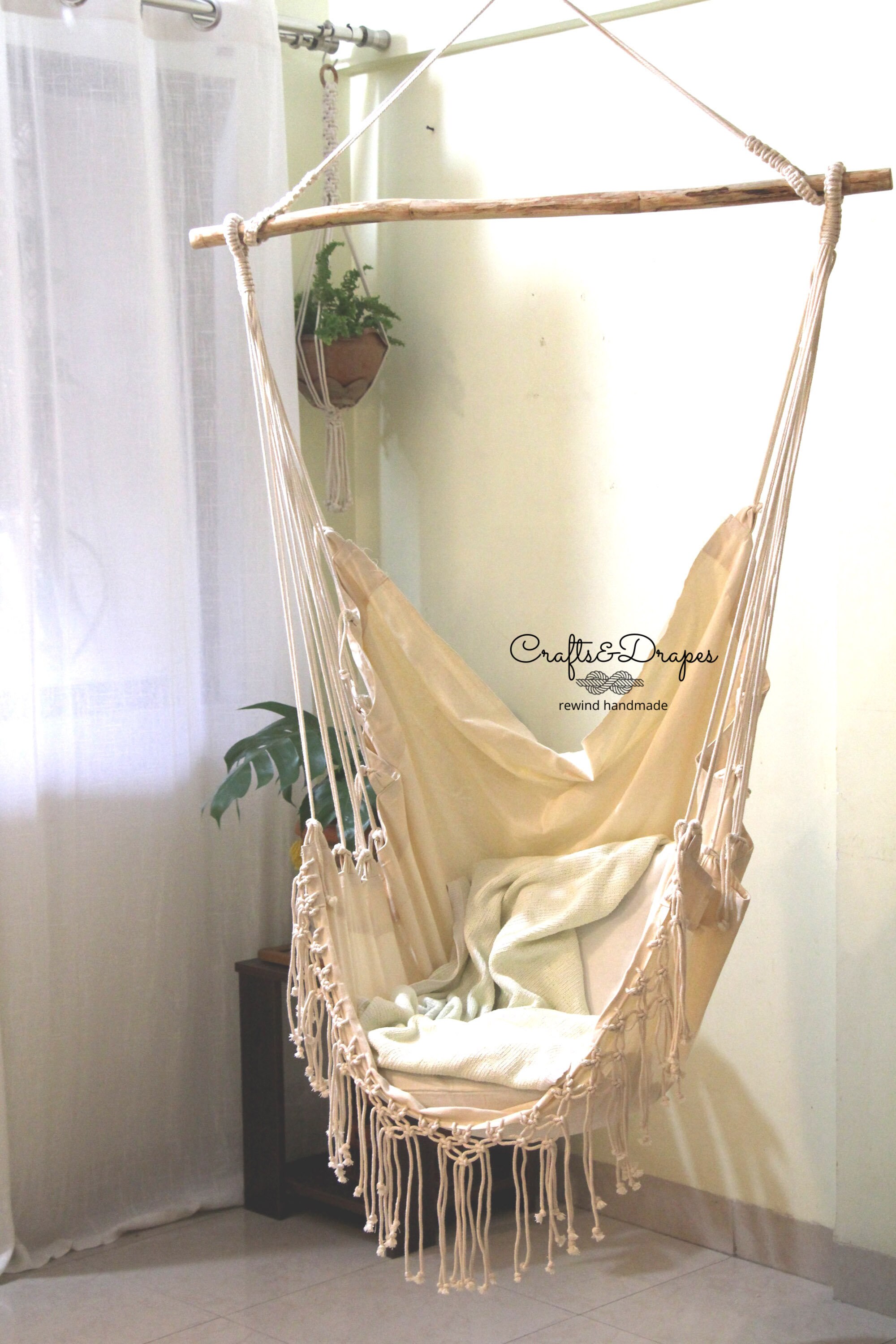 Boho Macrame Fringe Hammock Chair Macrame Hanging Swing Indoor Etsy
