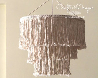 Boho Fringe Chandelier | Macrame Chandelier | Rustic Wedding Decor | Baby Shower Decor | Boho Light Pendant | Boho Home Decor | Hotel Lights