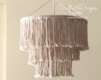 Boho Fringe Chandelier | Macrame Chandelier | Rustic Wedding Decor | Baby Shower Decor | Fringe Light Pendant | Boho Home Decor