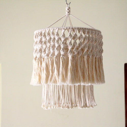 Modern Crochet Lampshade Boho Light Pendant Nursery Decor - Etsy