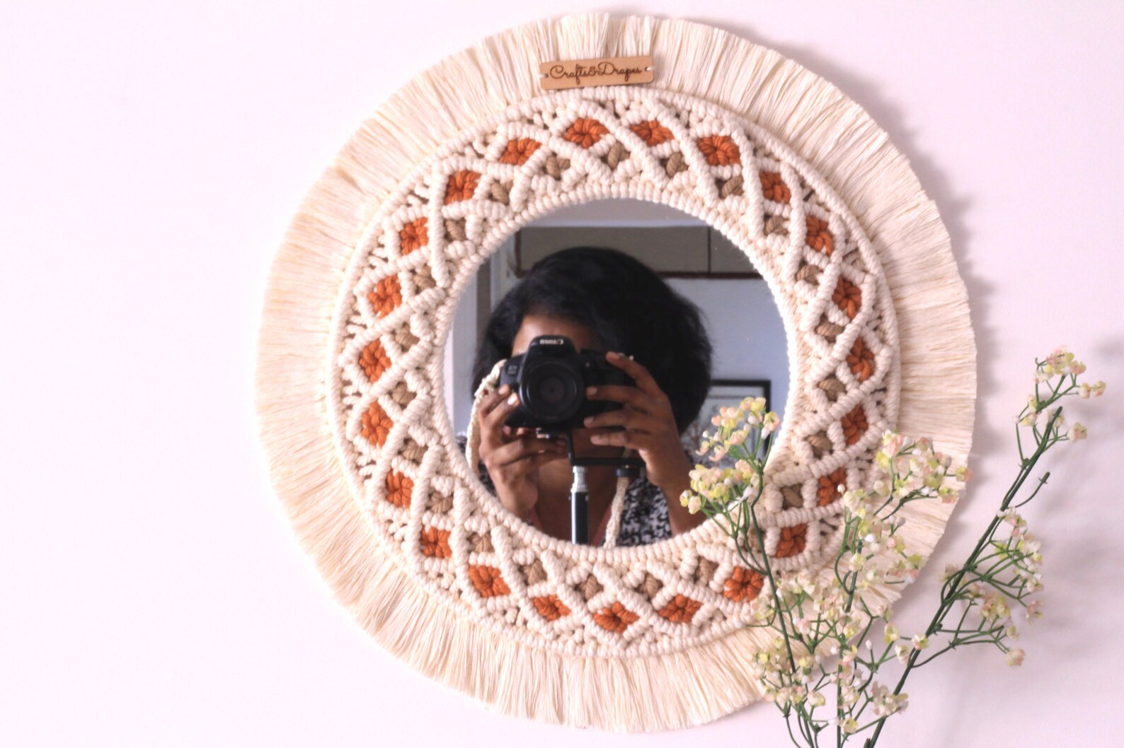 Boho Macrame Mirror Boho Wall Mirror Woven Wall Decor Etsy