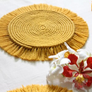 Large Macrame Placemat Macrame Plant Mat Macrame Pot Holder Macrame Coasters Boho Table Centrepiece Round Table Decor Platemats image 5