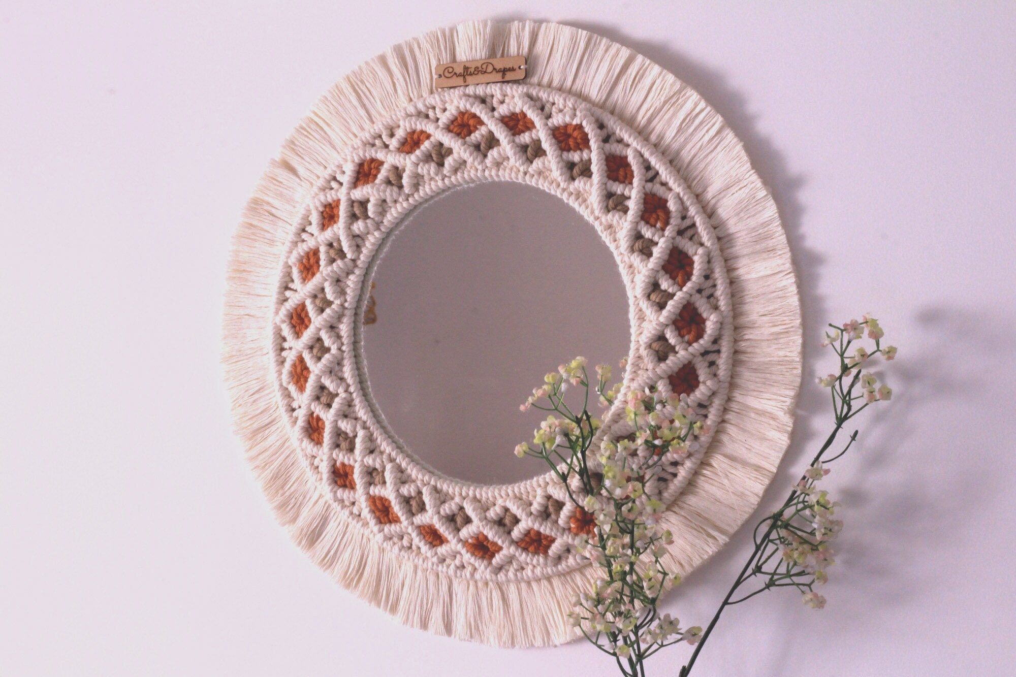 Boho Macrame Mirror Boho Wall Mirror Woven Wall Decor Etsy