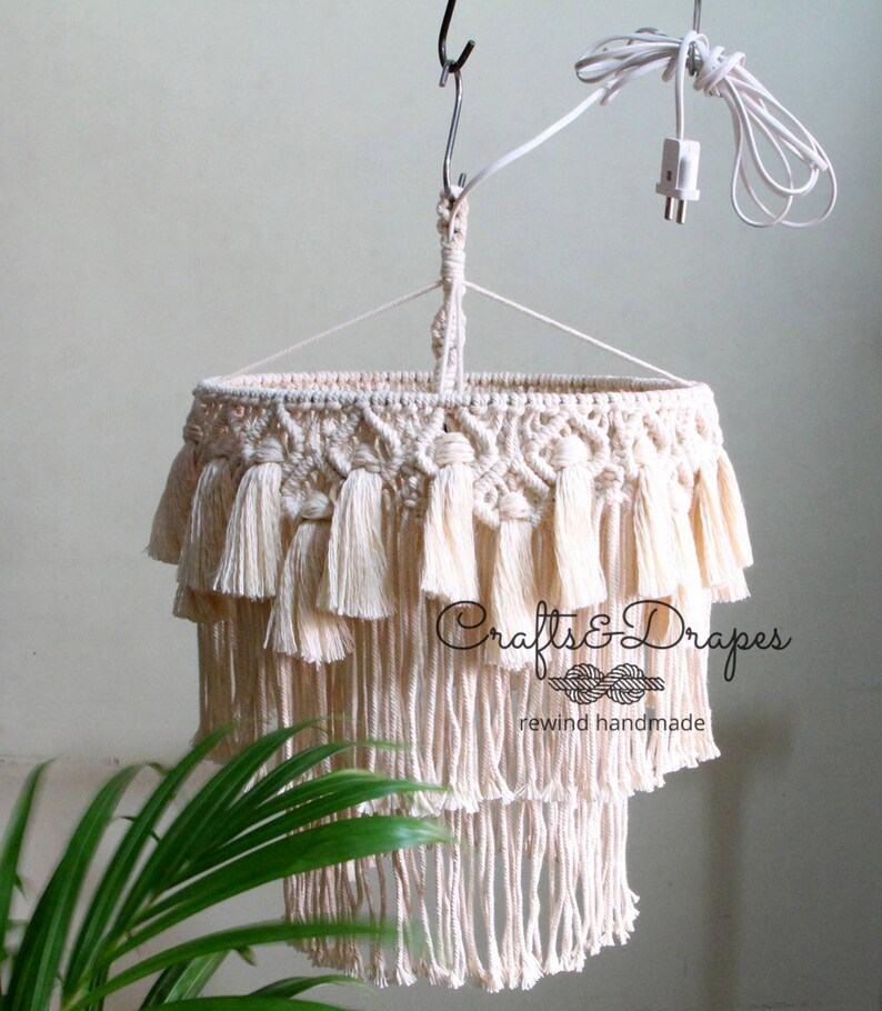 Macrame Tassel Chandelier / Boho Macrame Lamp Shade/ Bohemian Etsy