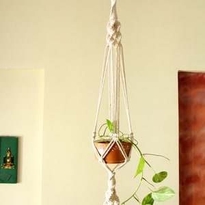 Macrame Plant Hanger Double Planter Boho Hanging Macrame Hanging Pot Holder 70 Long image 2