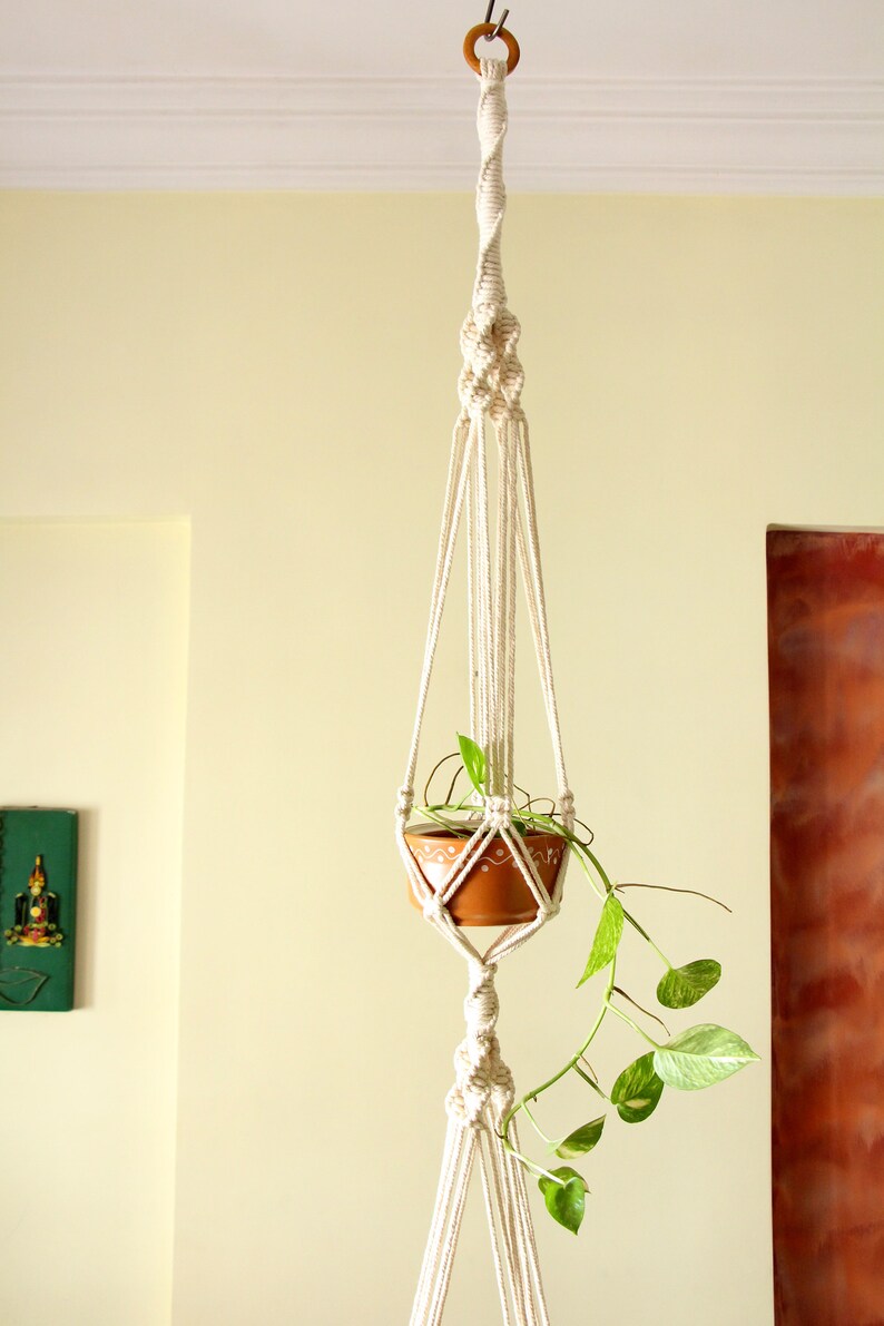 Macrame Plant Hanger Double Planter Boho Hanging Macrame Hanging Pot Holder 70 Long image 2