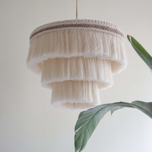 Makramee Kronleuchter | Boho Pendelleuchte | Makramee Fransenleuchter | Makramee Lichtschirm | Kinderzimmer Licht | Boho Beleuchtung | Nachhaltiges Dekor