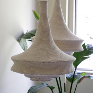 Modern Crochet Lampshade | Crochet Light | Boho Chandelier | Rustic Light Pendant | Mid Century Modern Lights | Kitchen Island Lightings