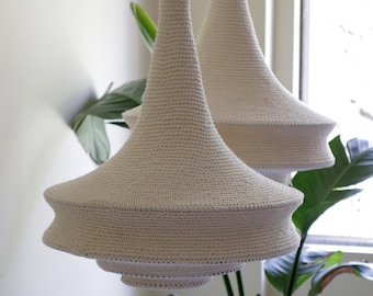 Modern Crochet Lampshade | Crochet Light | Boho Chandelier | Rustic Light Pendant | Mid Century Modern Lights | Kitchen Island Lightings