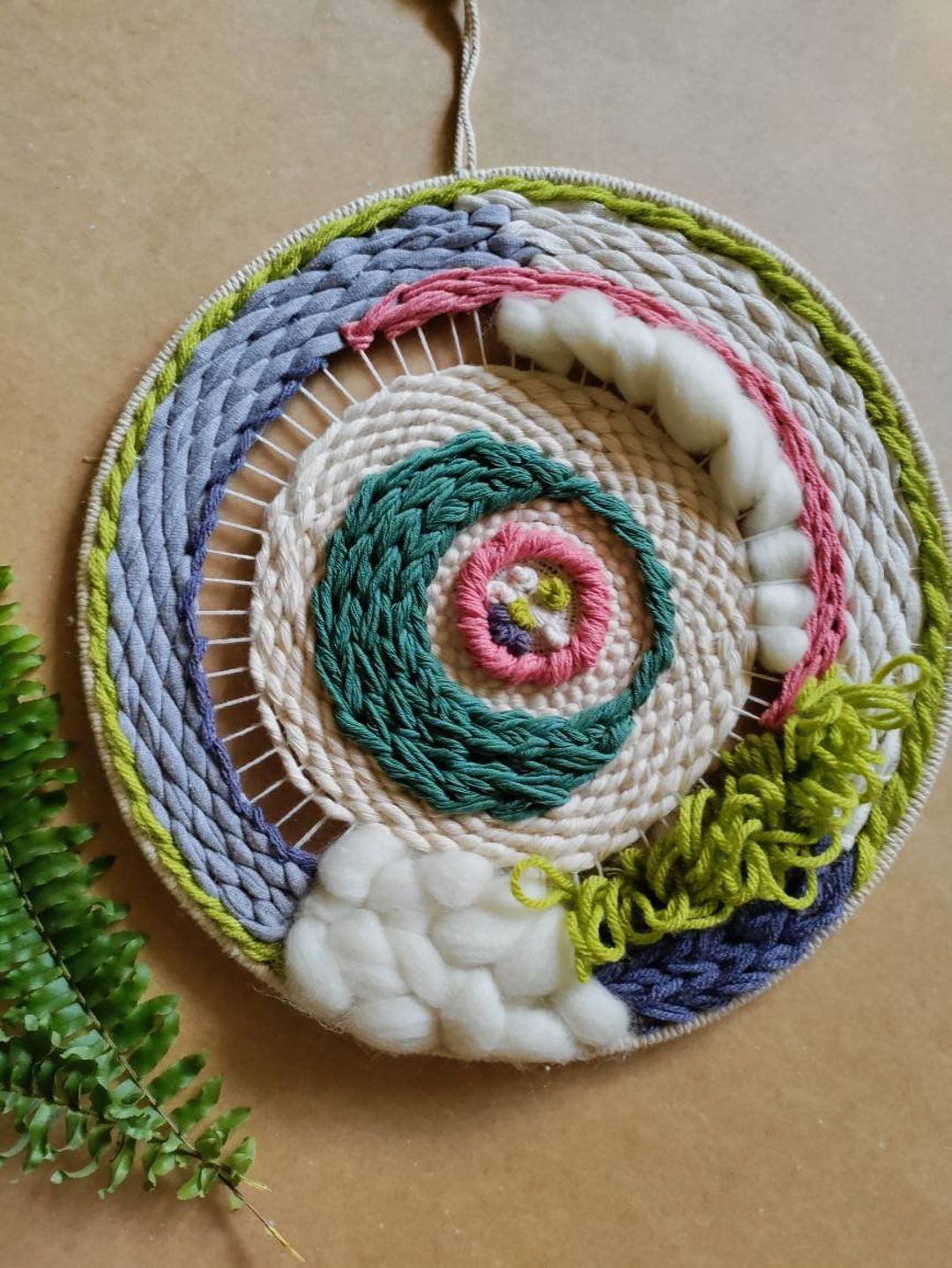 Round Woven Wall Hanging | Contemporary Fiber Art | Circular Weave ...