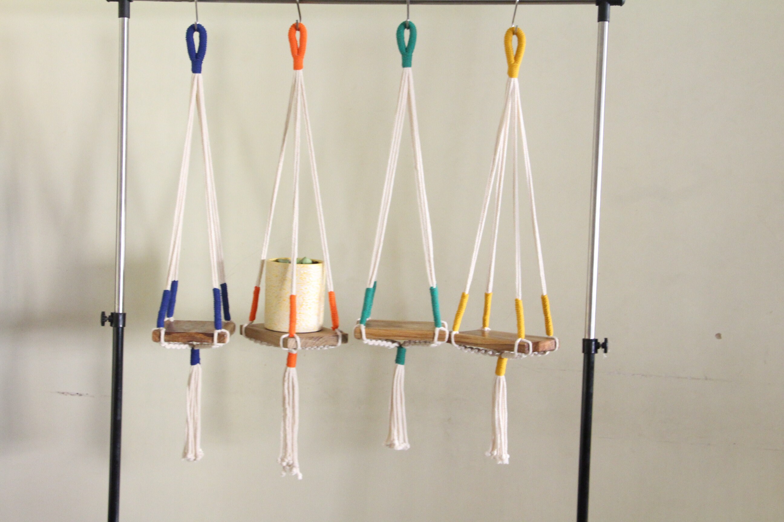 Macrame Plant Cintres Étagère Jardinières Boho Home Decor Mur Jardinière Plantes Végétaux