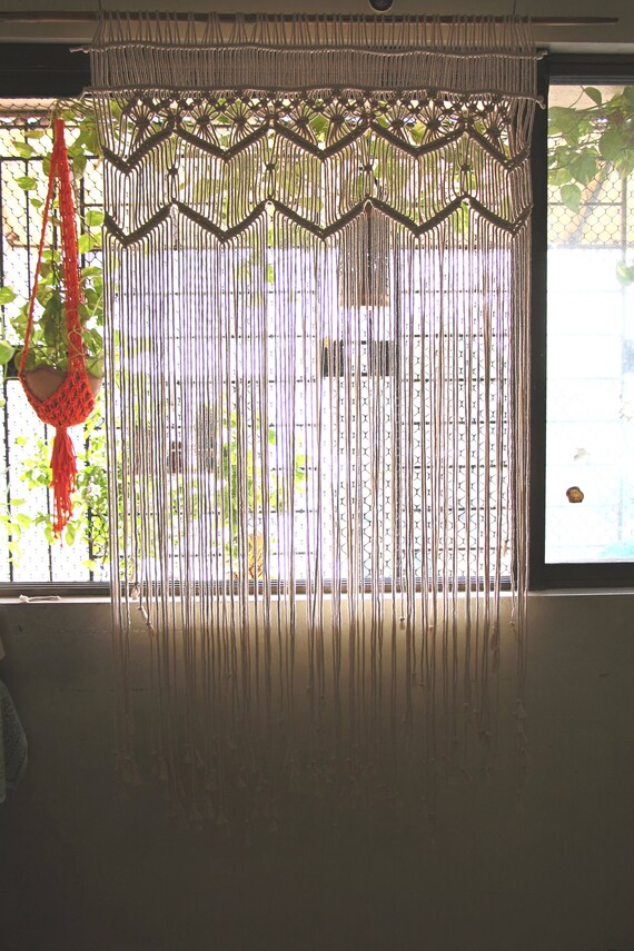 Rideau Macramé Porte/fenêtre - Décoration Murale Bohème Coton - 95x180 Cm - Pour Mariage, Séparateur De Pièce