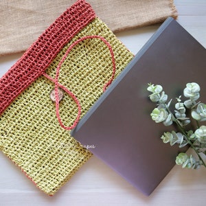 Raffia Laptop Sleeve | Crochet Laptop Sleeve | Raffia Laptop Case | Laptop Bag | Crochet Laptop Holder | Notebook Sleeve | MacBook Case
