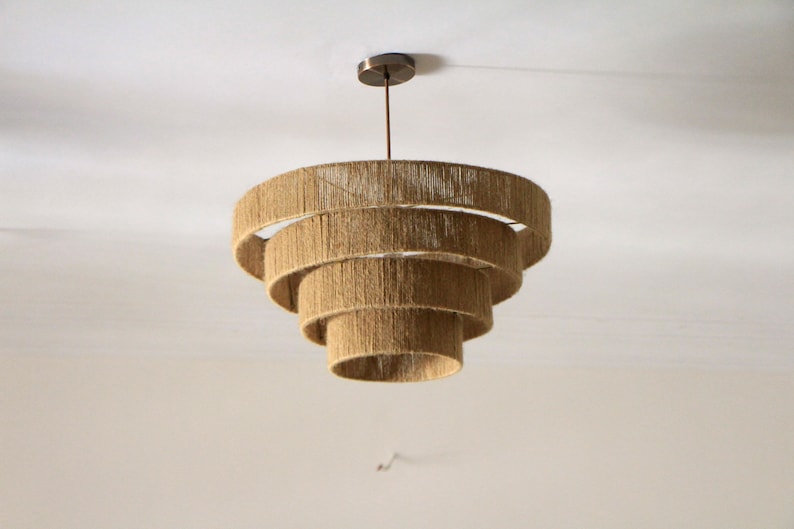 Rustic jute pendant light fixture