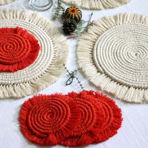 Large Macrame Placemat Macrame Plant Mat Macrame Pot Holder Macrame Coasters Boho Table Centrepiece Round Table Decor Platemats image 6