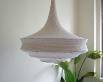 Modern Crochet Lampshade | Crochet Chandelier | Crochet Light Pendant | Cotton Rope Lamp | Hanging Light | Suspension Light | Swag Light