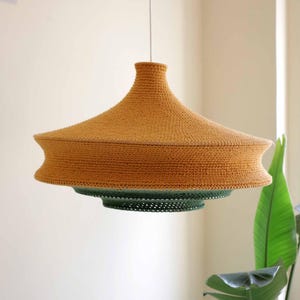 Crochet Suspension Light | Crochet Chandelier | Boho Light Pendant | Handmade Lampshade | Home Decor Modern | Ceiling Lighting | Lime Green