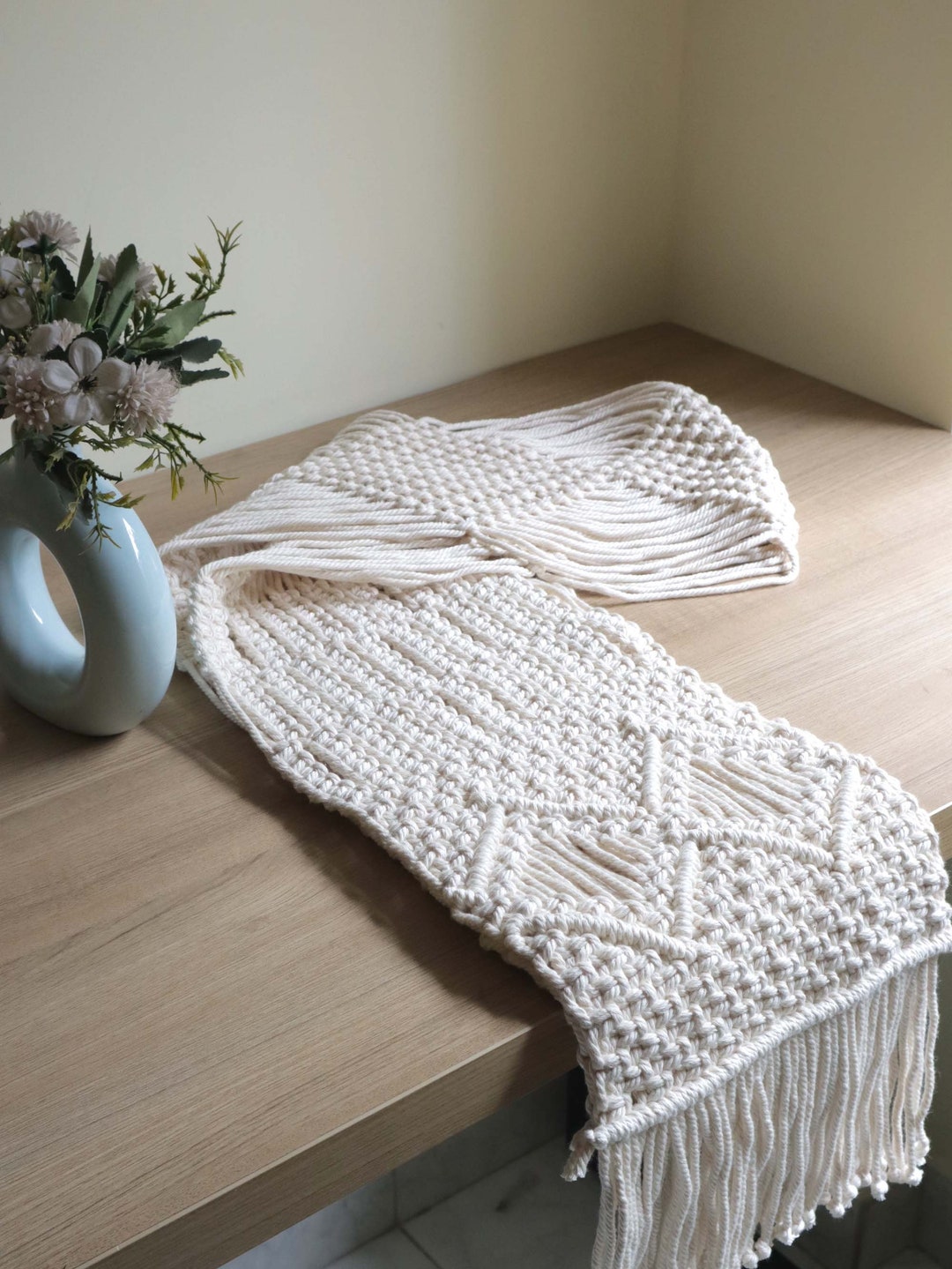 Handmade Macrame Table Runner: Boho Cotton Table Decor - Etsy