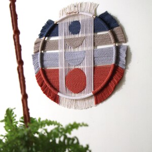 Circular Weaving Lunar Phase Wall Art Abstract Wall Decor Geometric Textile Weave Woven Wall Hanging Mid Century Modern image 3