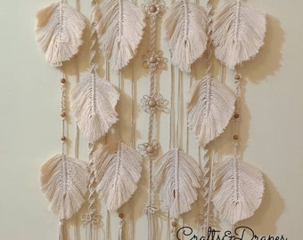 Macrame Wall Hanging | Feather Wall Decor | Yarn Wall Art |Macrame Feather | Wall Tapestry | Room Divider | Window Curtain | Wall Decor