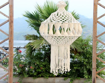 Extra Large Boho Chandelier, Macrame Lampshade, Boho Lights, Macrame Lantern, Pendant Light, Handmade Lamp, Wedding Deco, Boho Home Decor