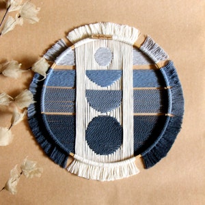 Circular Weaving | Lunar Phase Wall Art | Abstract Wall Decor | Geometric Textile Weave | Woven Wall Hanging | Mid Century Modern