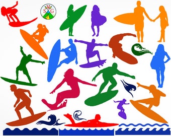 Surfing svg cut files - ocean cricut files - sea silhouette - surfer silhouette - wave svg -Surfing clipart files -svg, dxf, eps, png - ST17