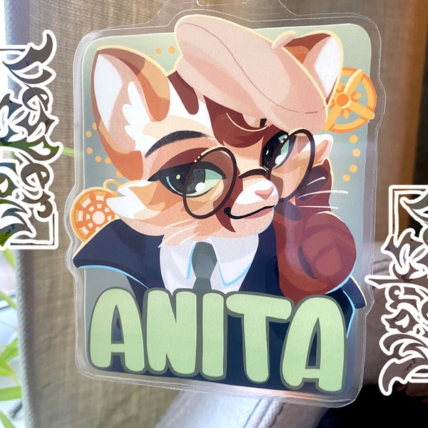 Custom Furry Convention Badge - Chibi Lineless Style