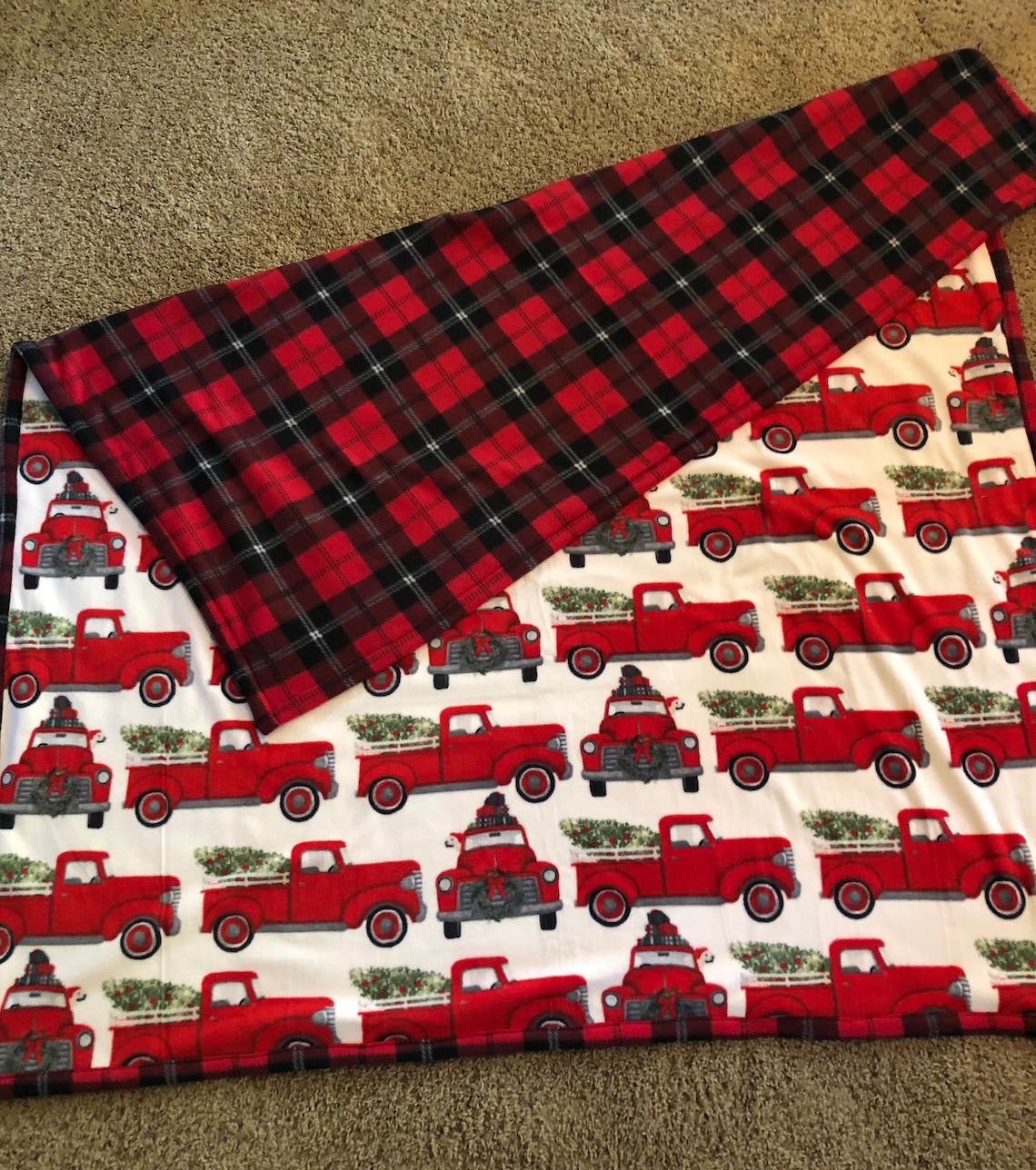 Red Truck Fleece Throw Blanket Etsy