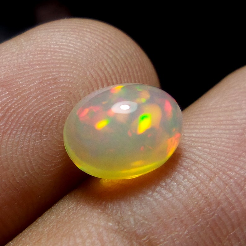 2.1 Carat 10.1x8.1x6.1 MM Natural Ethiopian Welo Fire Opal Oval Shape Cabochon Calibrated Size Multi Fire Opal Loose Gemstone