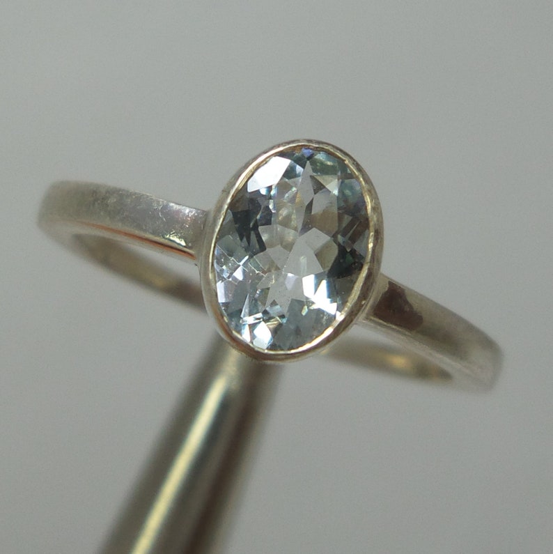 6x8 MM Natural Light Blue Aquamarine Oval Shape Gemstone 925 Sterling Silver Ring Bezel Setting Aquamarine Ring Handmade Anniversary Ring