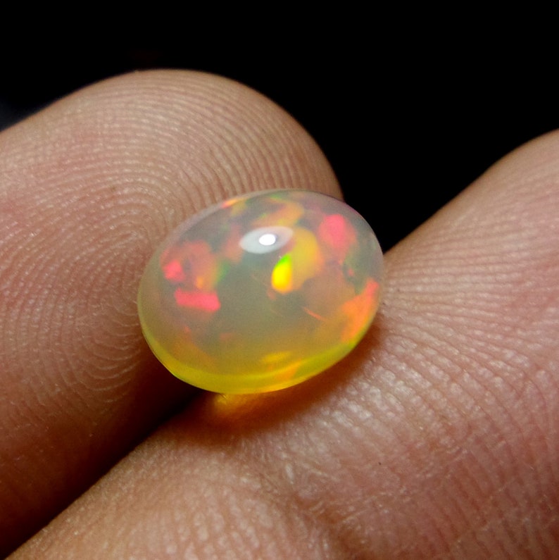 2.1 Carat 10.1x8.1x6.1 MM Natural Ethiopian Welo Fire Opal Oval Shape Cabochon Calibrated Size Multi Fire Opal Loose Gemstone