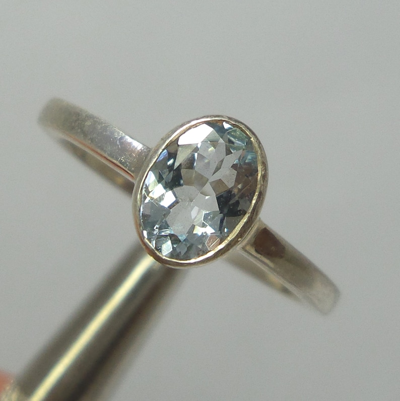 6x8 MM Natural Light Blue Aquamarine Oval Shape Gemstone 925 Sterling Silver Ring Bezel Setting Aquamarine Ring Handmade Anniversary Ring