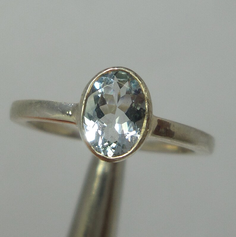 6x8 MM Natural Light Blue Aquamarine Oval Shape Gemstone 925 Sterling Silver Ring Bezel Setting Aquamarine Ring Handmade Anniversary Ring