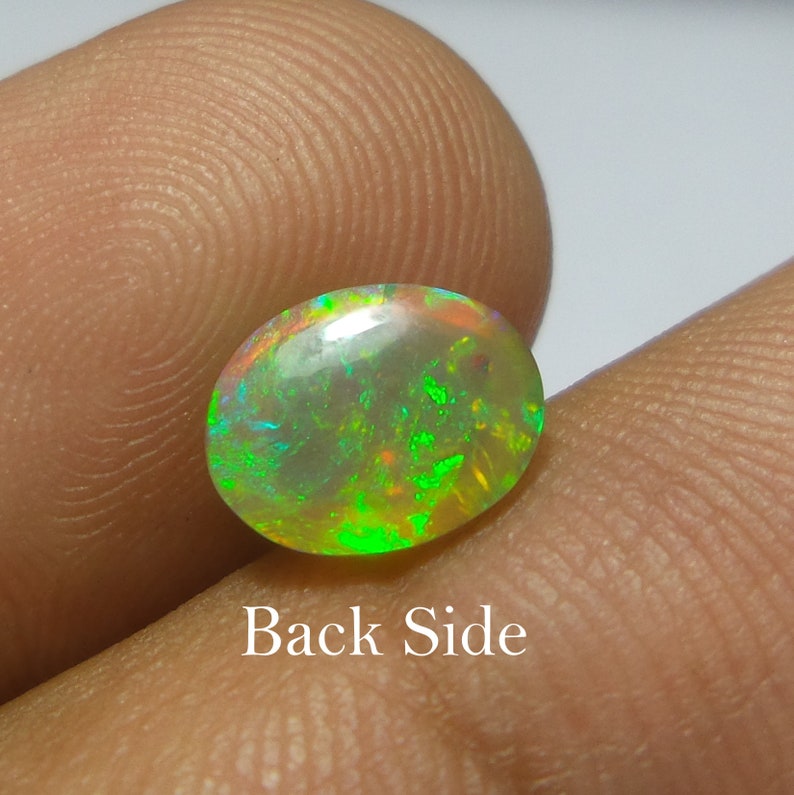 Fire Opal Loose Gemstone 1.4 Carat 9x7x5 MM Natural Green Fire Ethiopian Welo Fire Opal Oval Shape Cabochon
