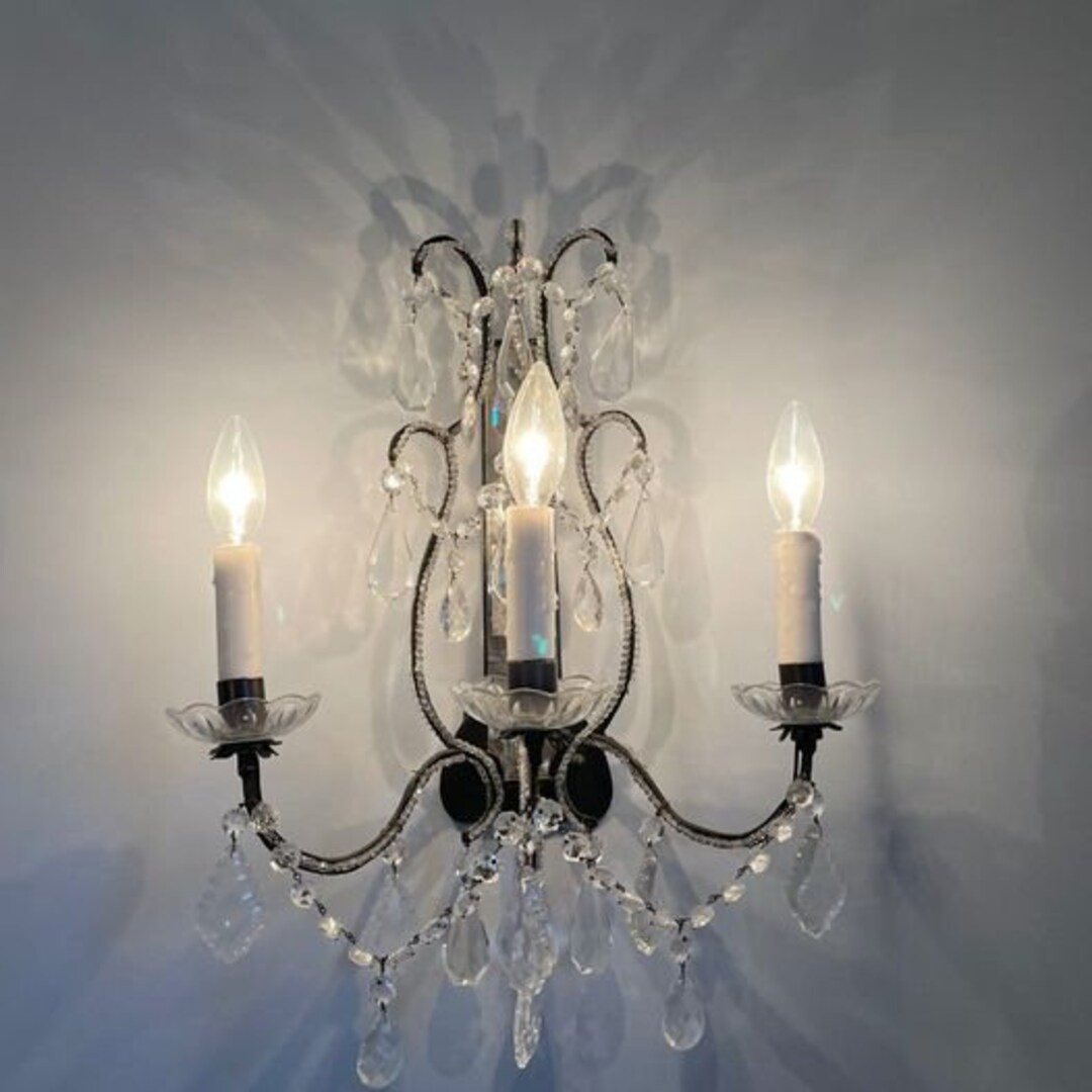 SALE French Style Wall Sconce With Crystals Reborn Antiques Brand