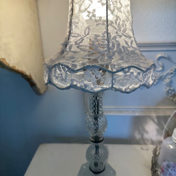 SALE!!! Vintage pressed glass boudoir lamp - Shabby, French, Romantic, Farmhouse perfect!