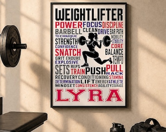 Personalized Weightlifting Print, Custom Name Poster, Fitness Room Decor