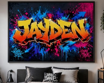 Custom Graffiti Name Wall Art: Urban Street Art Poster or Canvas