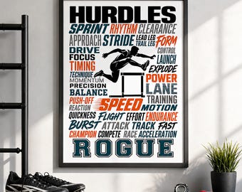Personalized Track Hurdles Poster, Custom Name Athlete Print, Sports Gift Decor
