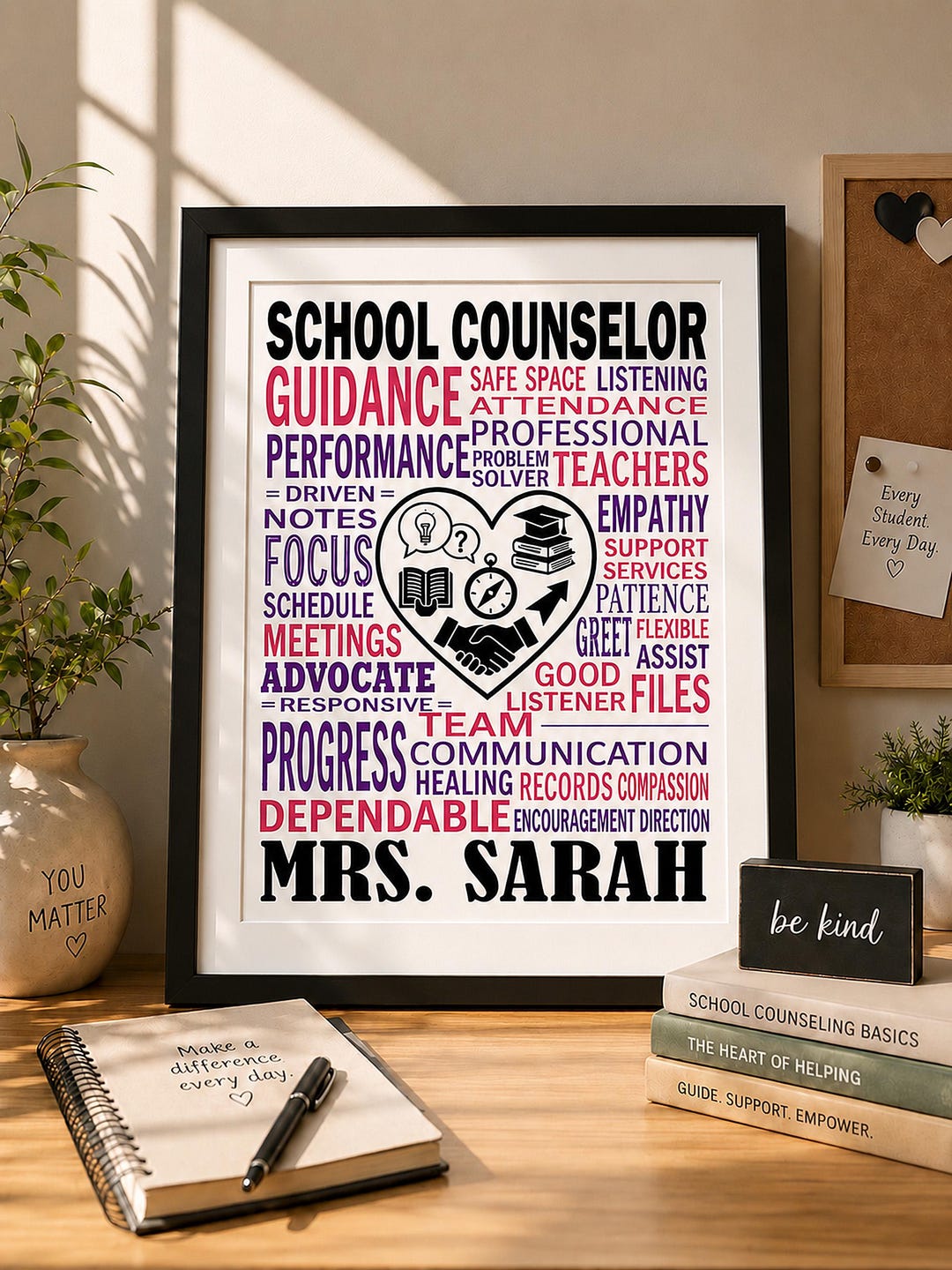 Personalized School Counselor Poster, Custom Name Print, Office Decor ...