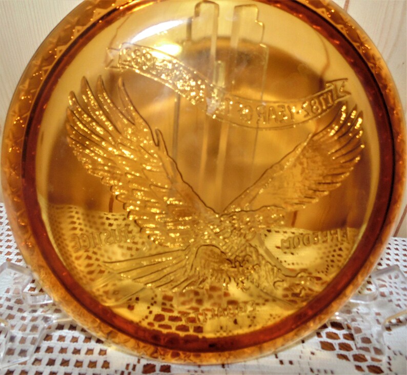 Indiana Glass Bicentennial Amber Glass Commemorative Plate Etsy