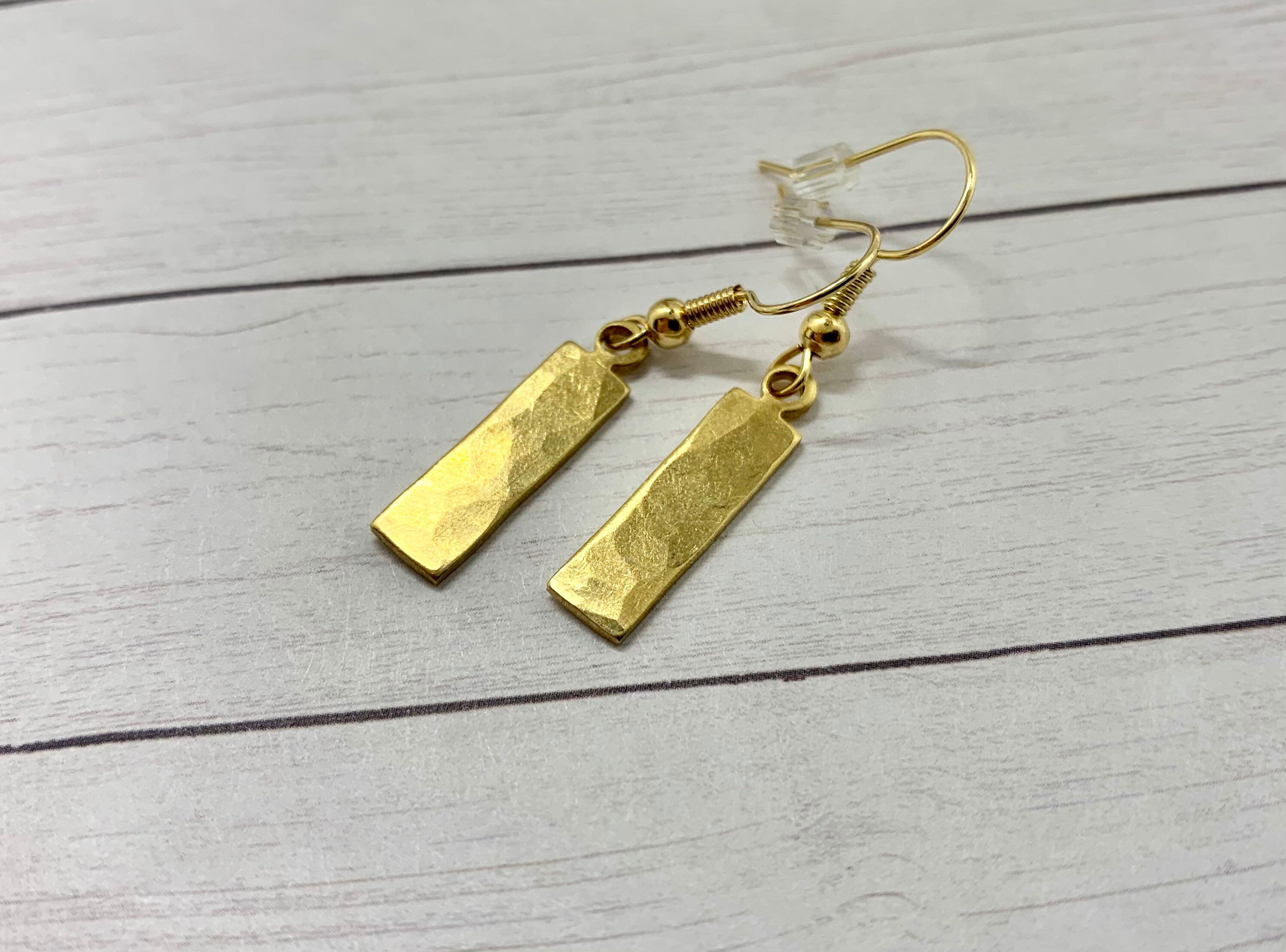 Gold Bar Earrings Gold dangle earrings Small gold dangle Etsy