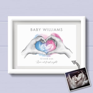 Pregnancy Keepsake, Personalised Baby Scan Print, Gift for Mum to be from the bump, 4D Baby Scan Print. My first scan.