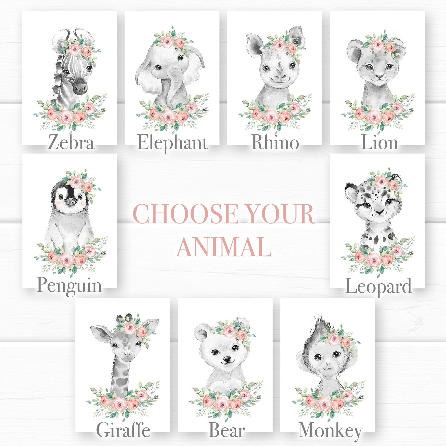 Set of 3 Grey and Blush Pink Prints for Baby Girls Nursery Etsy UK