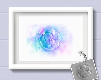 Personalised IVF embryo art print, Watercolour style nursery art decor. Custom IVF art print, Pregnancy Keepsake gift, Baby shower gift.